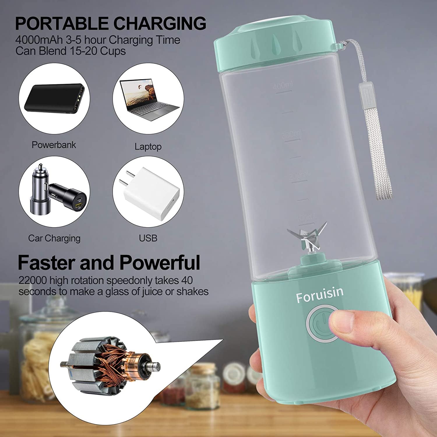 USB Rechargeable Personal Blender - Mini Smoothie Maker for Quick Shakes and Smoothies
