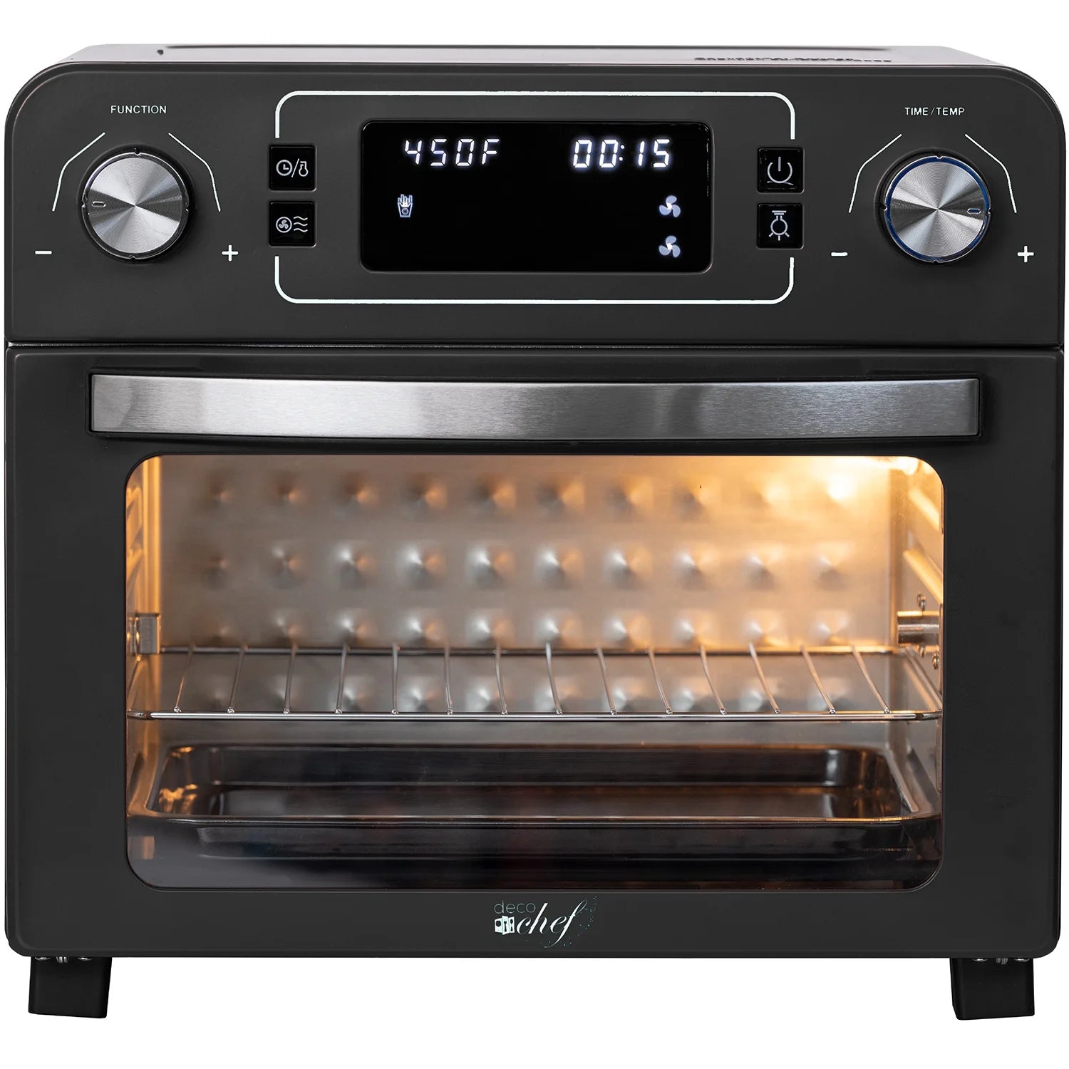 24 QT Stainless Steel Countertop Toaster Oven with Built-In Air Fryer and Included Accessories