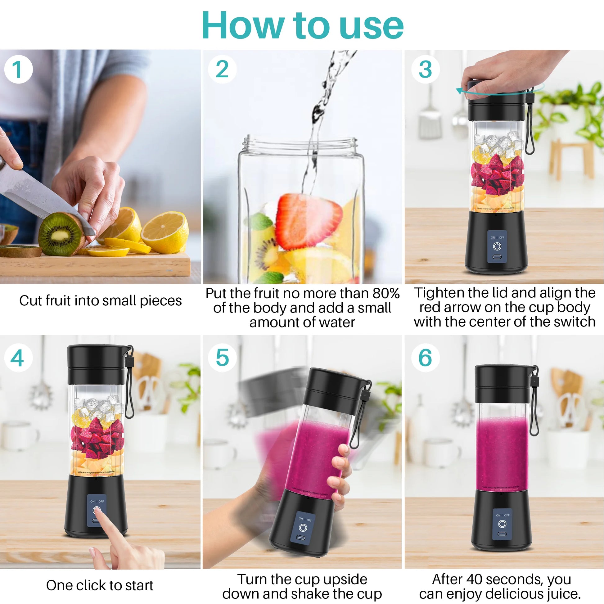 Mini Portable Blender Cup - Perfect for Smoothies and Shakes, 380ml Capacity