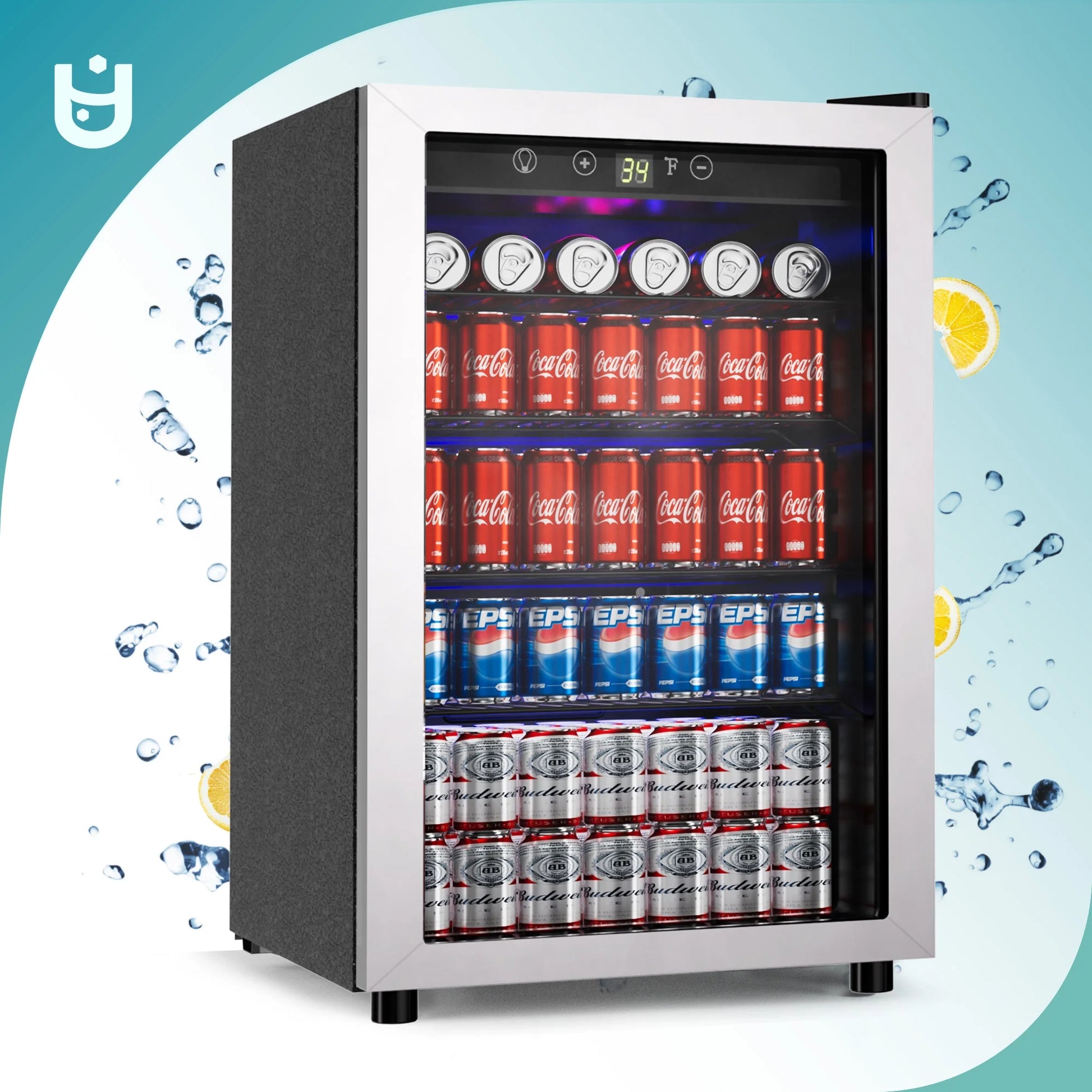 145 Can Beverage Refrigerator with Glass Door & Adjustable Shelves – Perfect for Chilling Drinks!