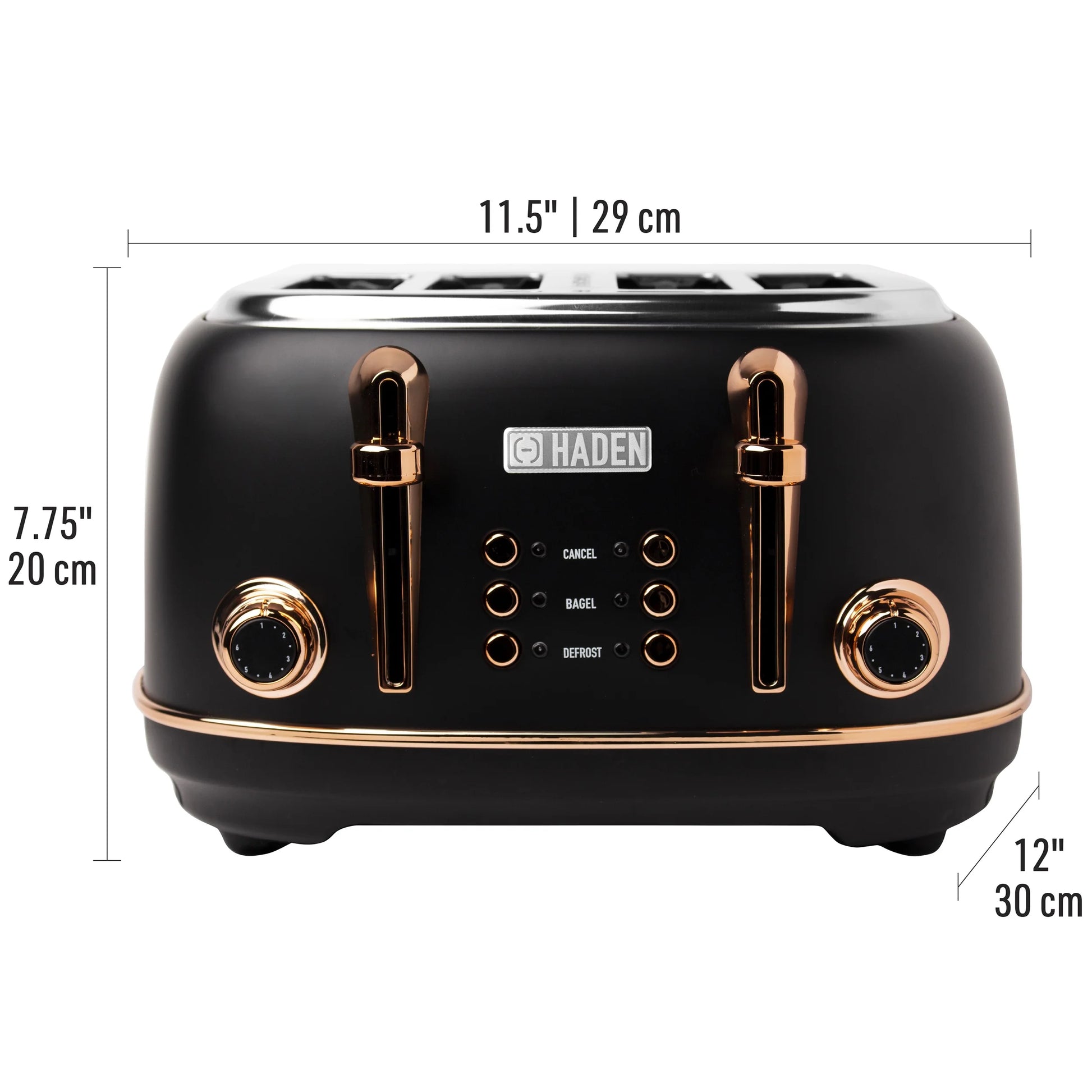 Heritage 4-Slice Wide Slot Toaster in Stylish Black and Copper Finish - Model 75042