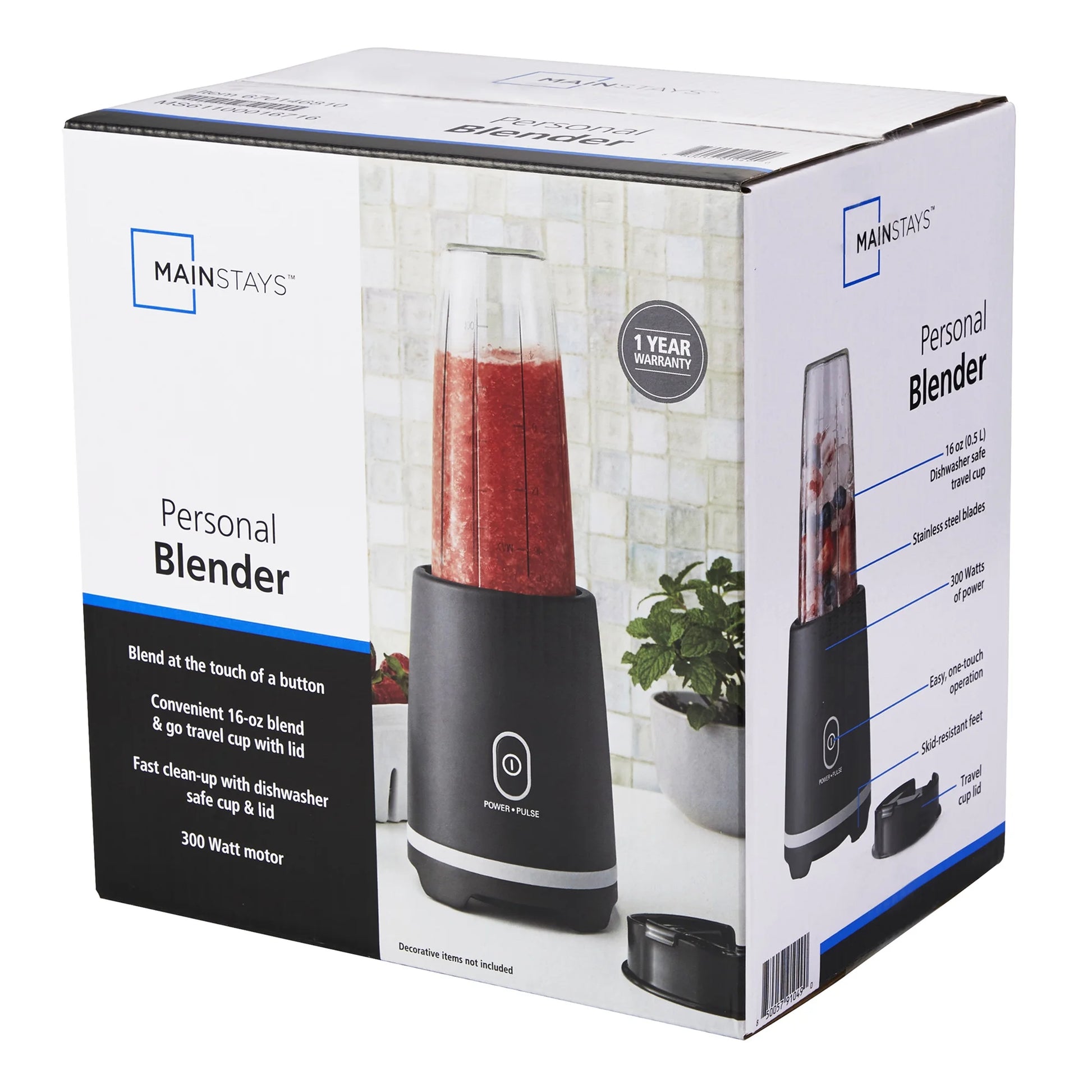 16 Oz Black Single-Serve Blender with Travel Lid - Perfect for On-the-Go Smoothies!