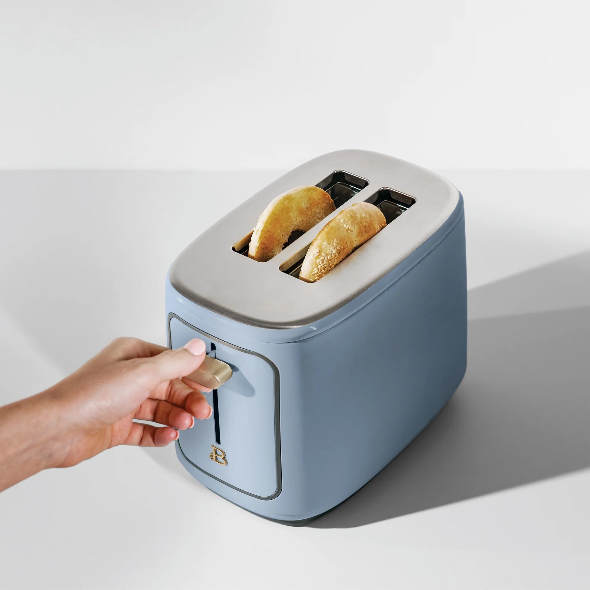Stunning Cornflower Blue 2-Slice Toaster with Touch-Activated Display by Drew Barrymore