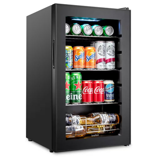 17 In. Single Zone 101-Cans Beverage Cooler in Black