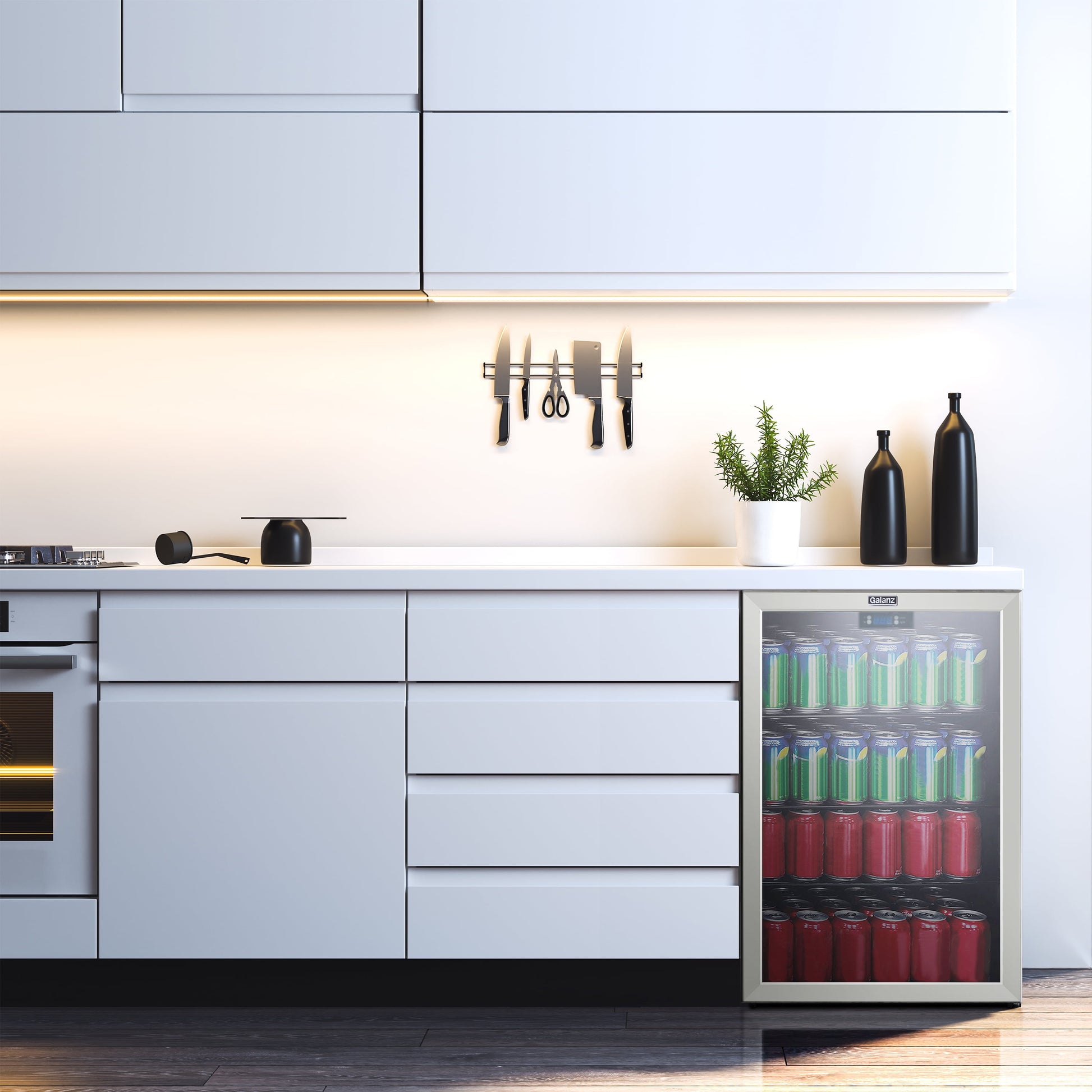 4.5 Cu Ft 152 Can Beverage Center Mini Fridge, Stainless Steel, New