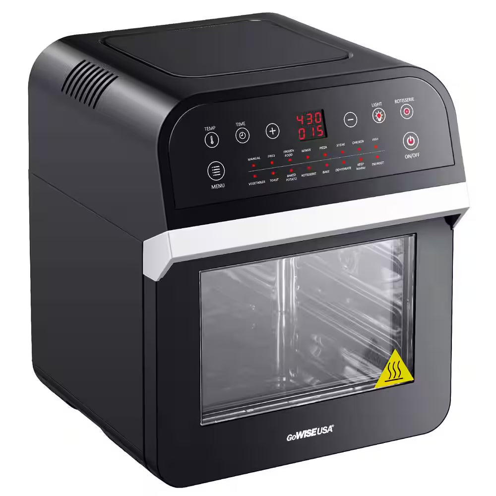 12.7 Qt. Black Rotisserie Oven and Air Fryer with Recipe Book