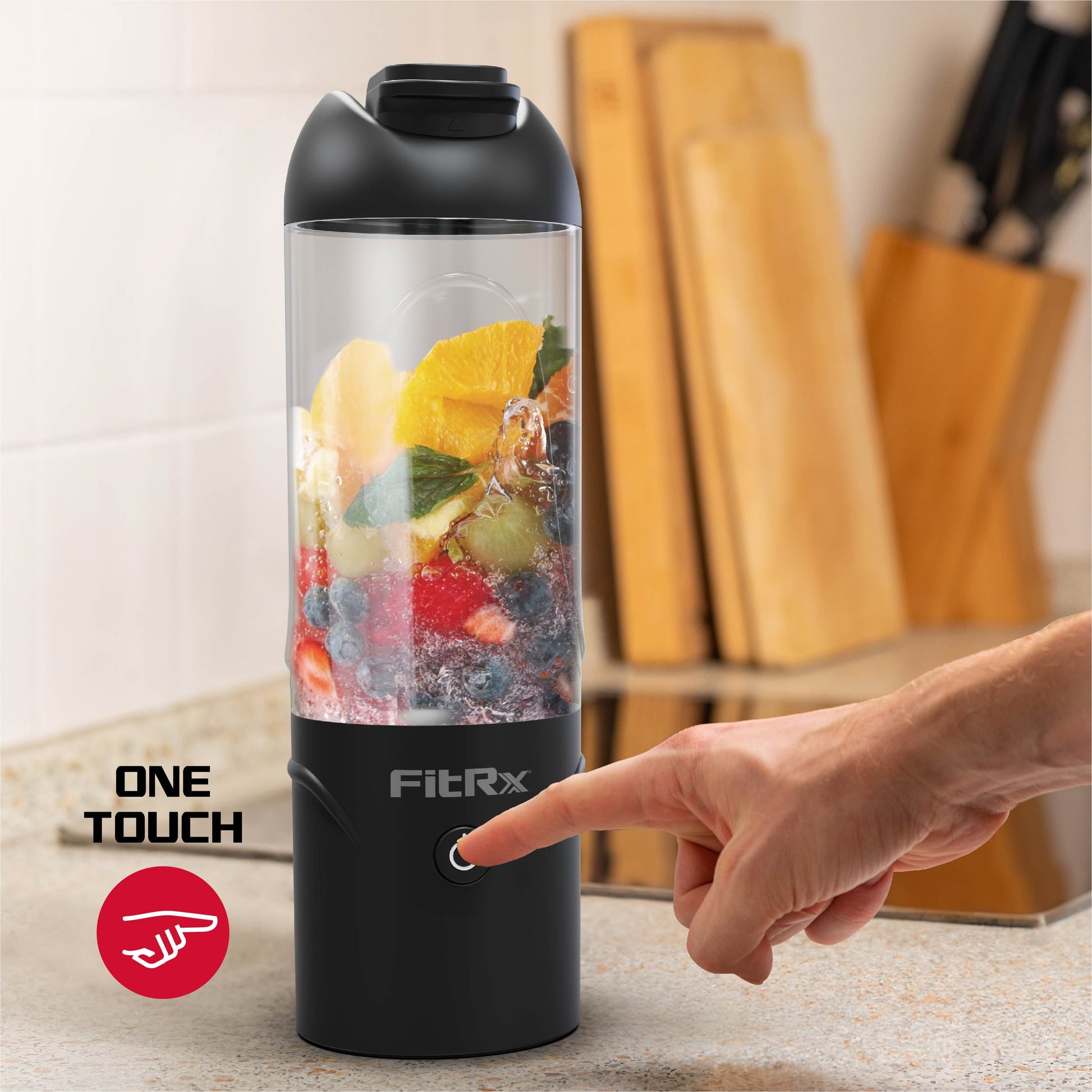 Rocket Portable Electric Smoothie Blender Bottle - Rechargeable 18oz Personal Blender in Sleek Black