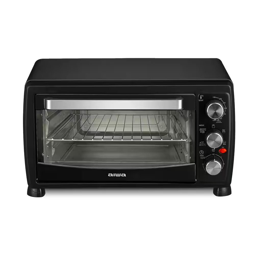 1400-Watt Black Toaster Oven, 5 Modes Air Fryer Bake Toast Cook, Temperature Control, 60 Min Timer