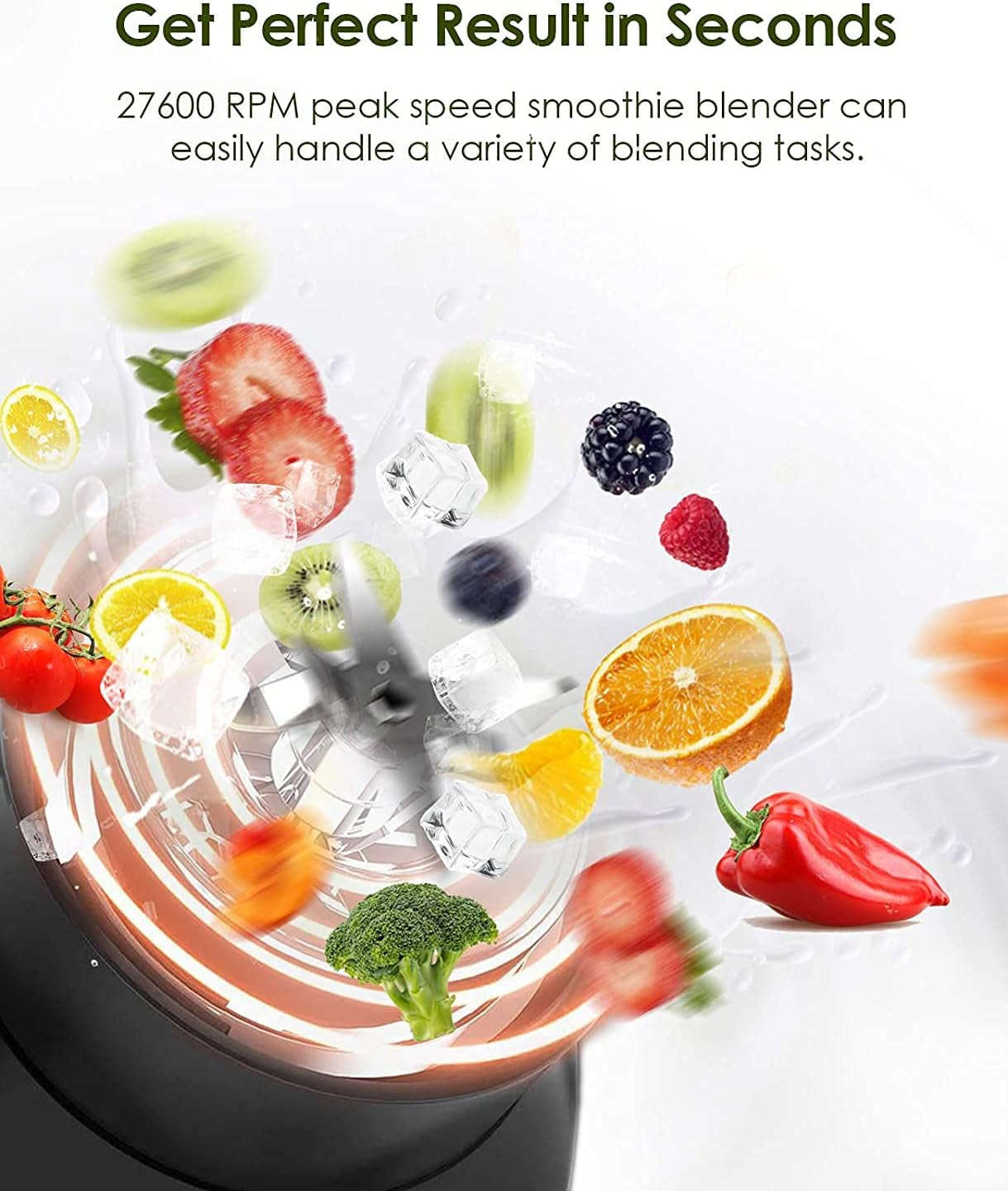 Powerful Smoothie Blender with 50Oz Jar - Perfect for Ice Crushing & Frozen Desserts, 2 Speeds & Pulse Function, BPA-Free, Sleek Black Design