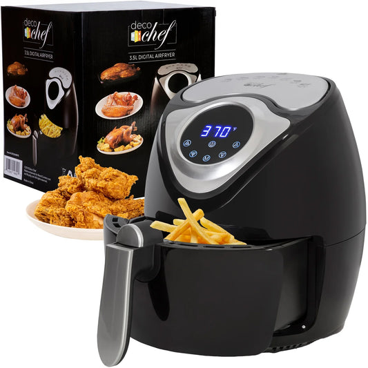 3.7 QT Digital Air Fryer - 7 One-Touch Cooking Programs, Dual Non-Stick Baskets, 1300W Power, Sleek Black Design