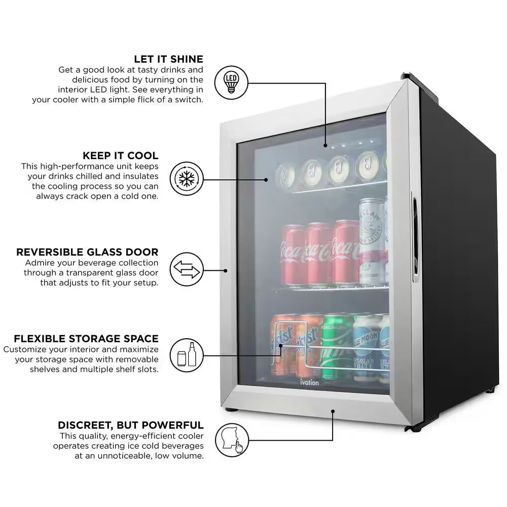 17 In. 62 Can Freestanding Beverage Refrigerator Ultra Cool Mini Drink Fridge