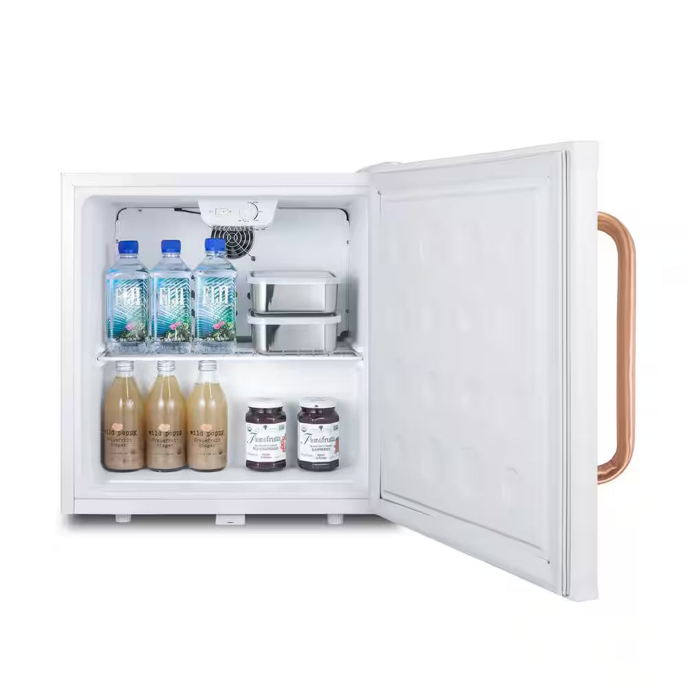 19 In. 1.7 Cu. Ft. Mini Fridge without Freezer in White and Copper