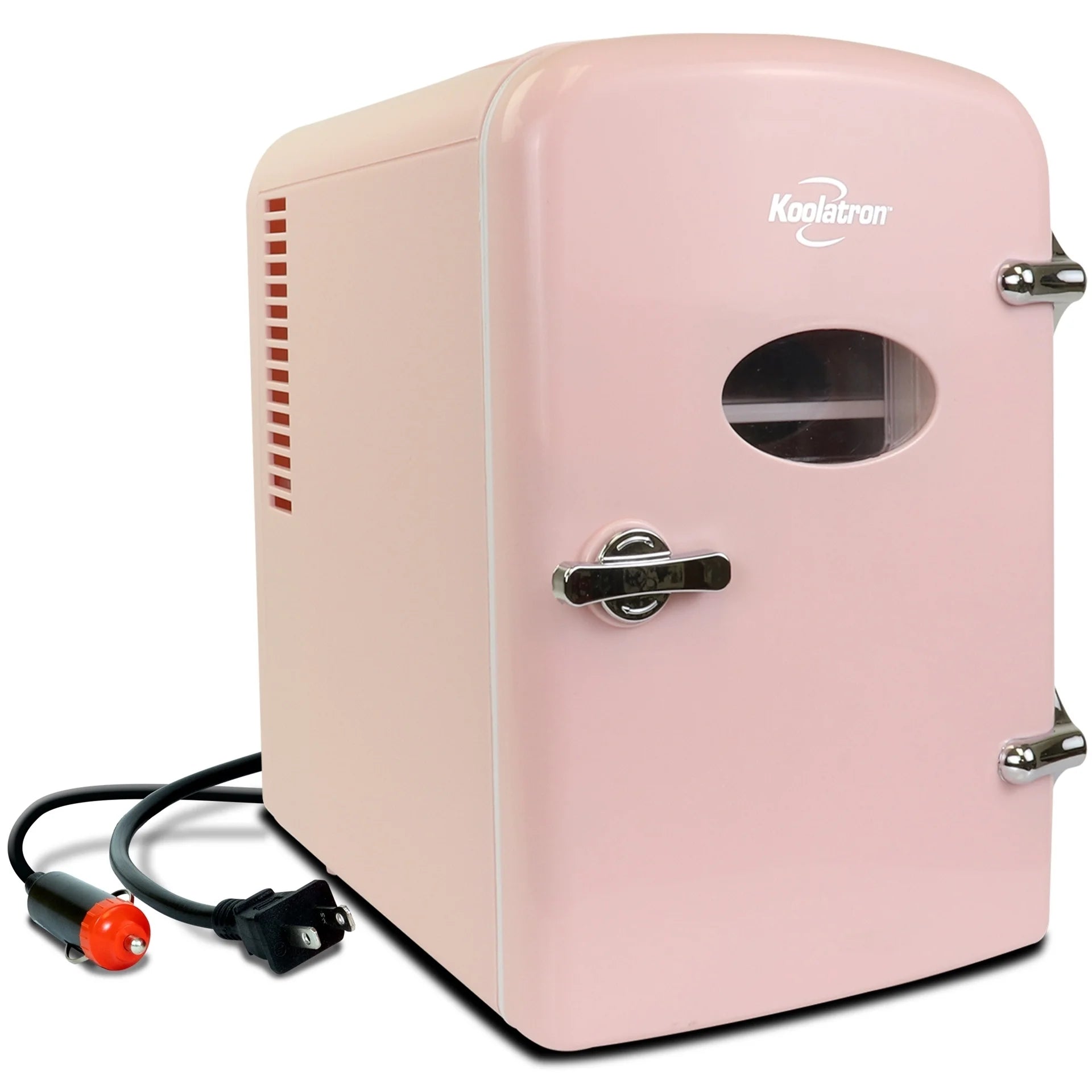 4L Retro Mini Fridge - Stylish Pink 12V DC & 110V Cooler for 6 Cans