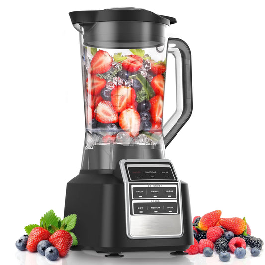 Powerful 1500W Smoothie Blender with 64oz BPA-Free Jar, 8 Smart Programs & Recipe Book - Perfect for Shakes, Ice & Frozen Fruit!