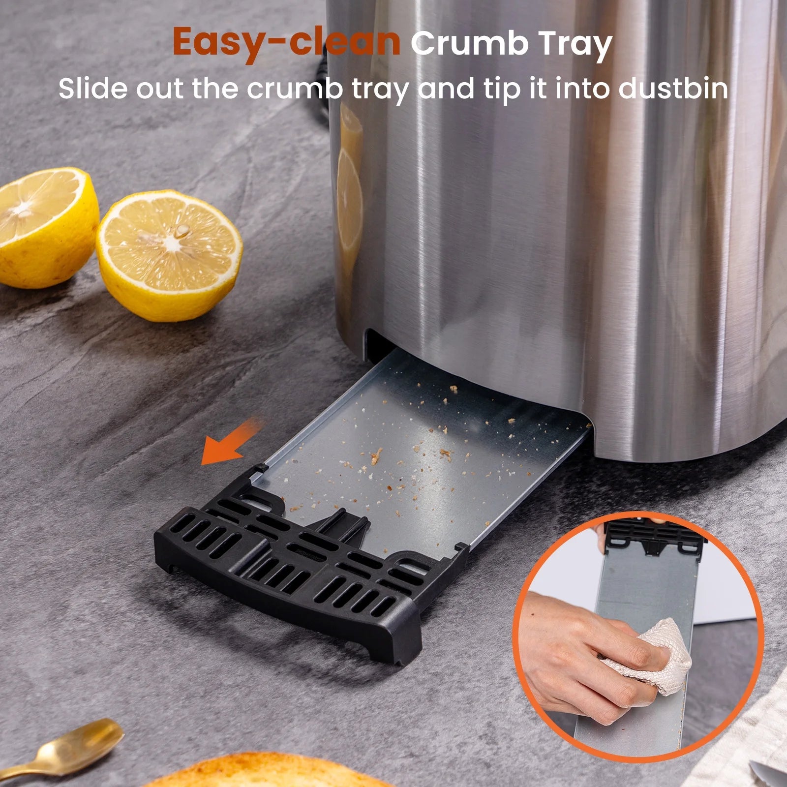 2-Slice Stainless Steel Toaster with Extra-Wide 1.5" Slots and Touch Screen Control – Perfect for Bagels, Defrosting, and Reheating!