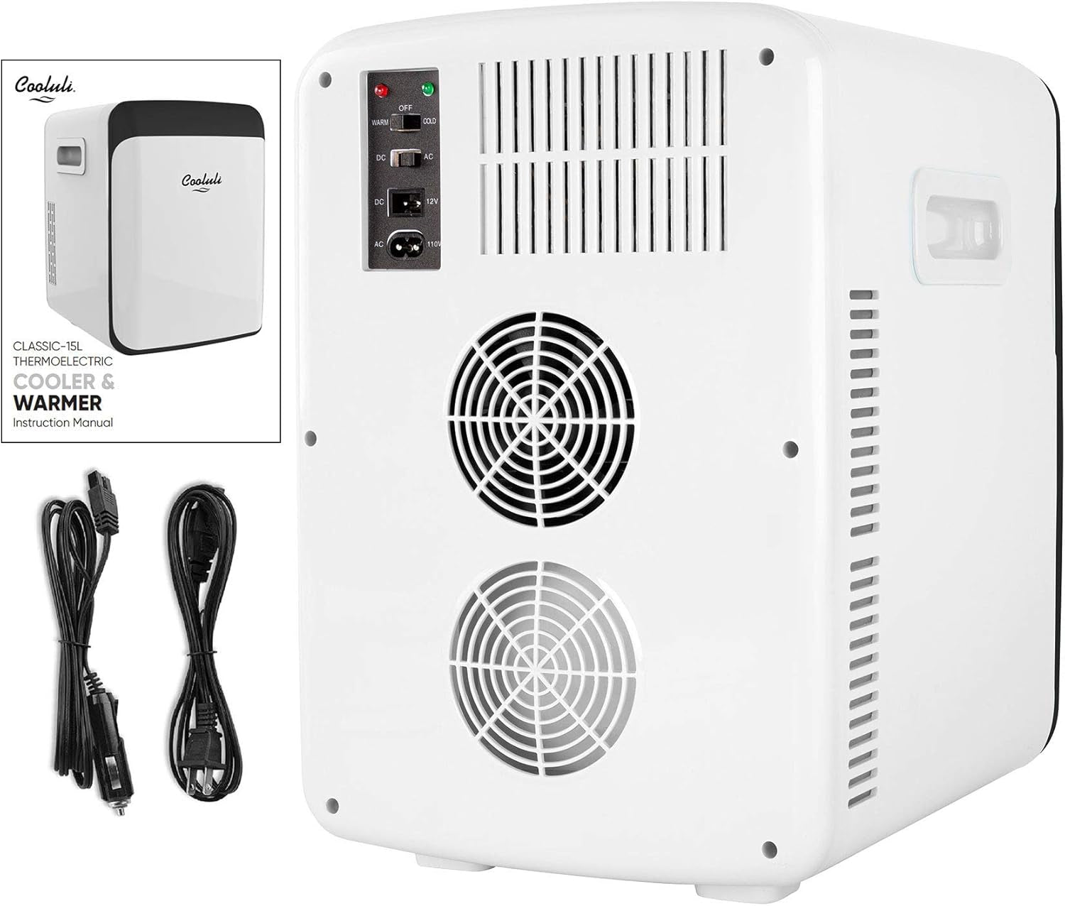 15L Mini Fridge - Portable Cooler & Warmer for Food, Drinks, Skincare & Makeup - Perfect for Bedroom, Office, Car & College Dorm - AC/DC Small Refrigerator (White)