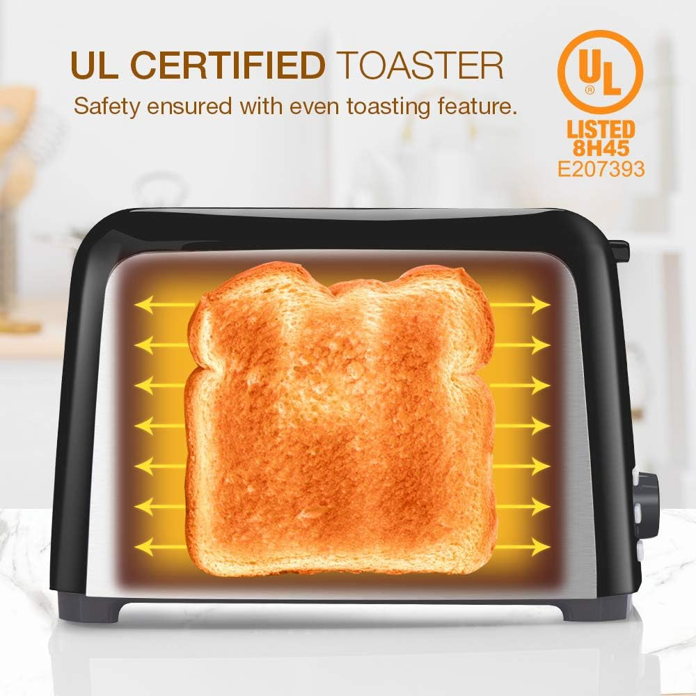 Stainless Steel 2-Slice Toaster with Extra Wide Slots, 7 Shade Settings, and Removable Crumb Tray - Perfect for Bagels and More!