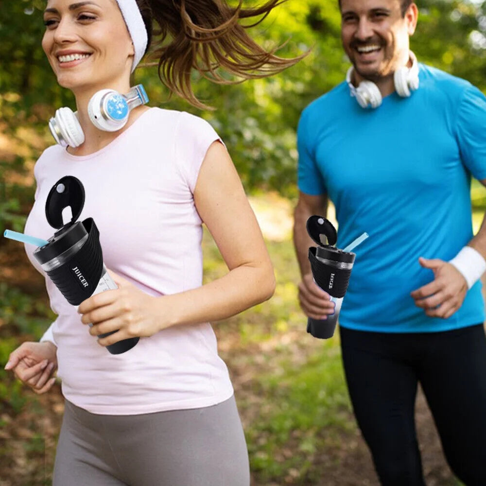 Portable Mini Blender Cup - USB Rechargeable Personal Juicer for Smoothies & Shakes, 460ml, Travel-Friendly Design, Black