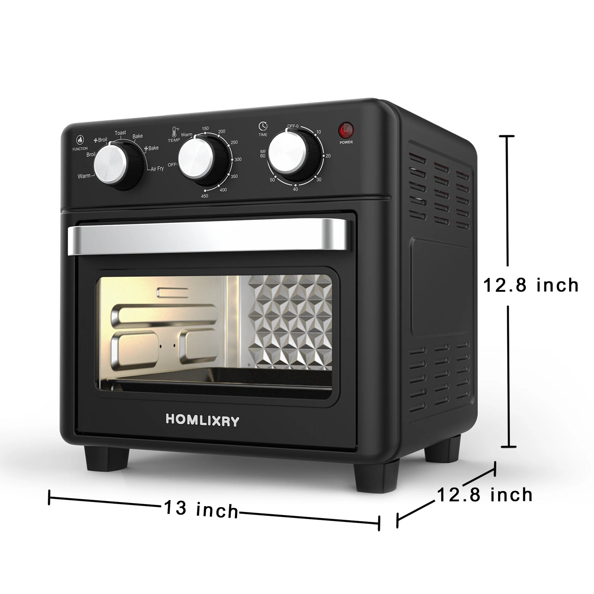 Air Fryer Toaster Oven Combo, 14QT 7 in 1 Oil-Less Air Fryer with Warm, Broil, Toast, Bake, Air Fry, Black