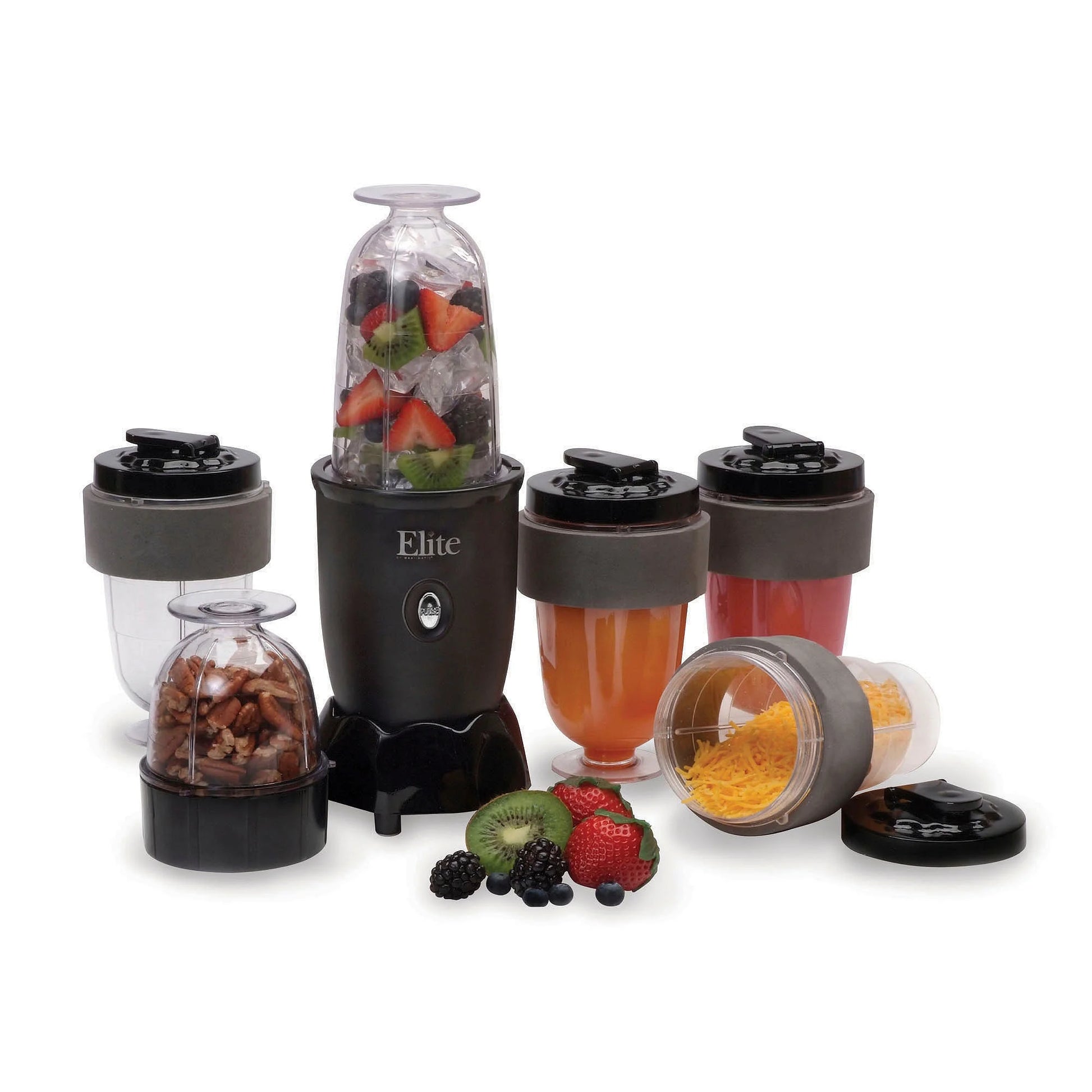 EPB-1800 Personal Drink Blender - 17 Piece Set, 300W Power, 16 Oz Capacity, Sleek Black Design