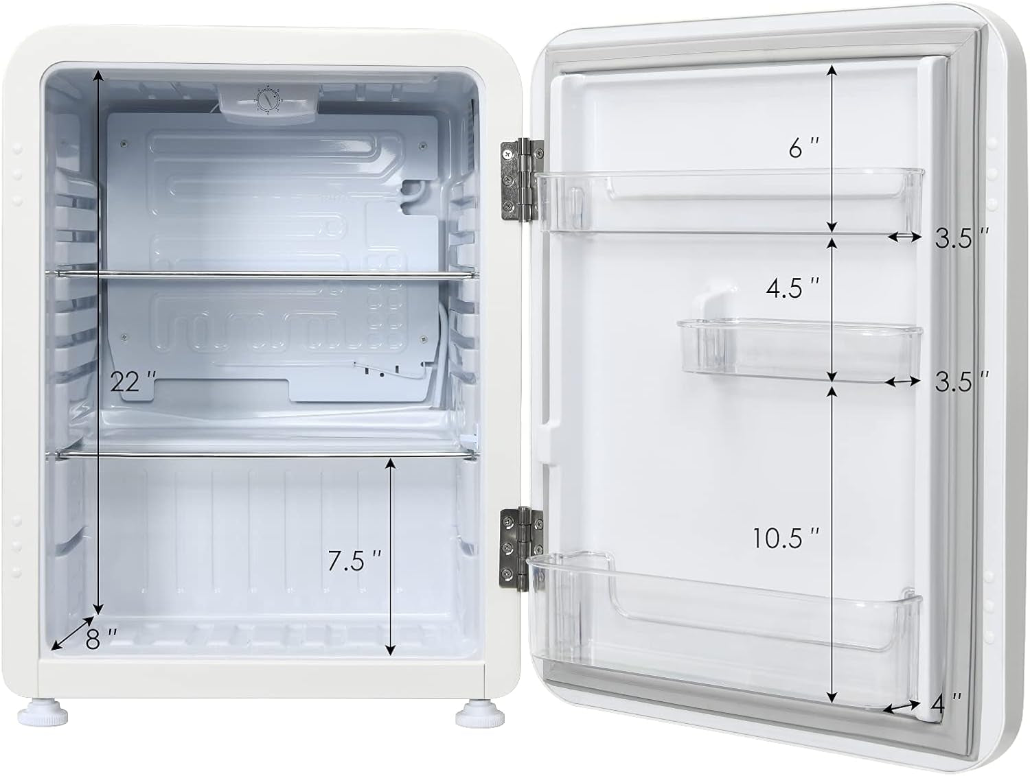 2.4 Cu Ft Compact Refrigerator - Energy Efficient Mini Fridge with Auto Defrost, Adjustable Temperature, Reversible Door & Removable Glass Shelves - Perfect for Apartments & Small Spaces - White