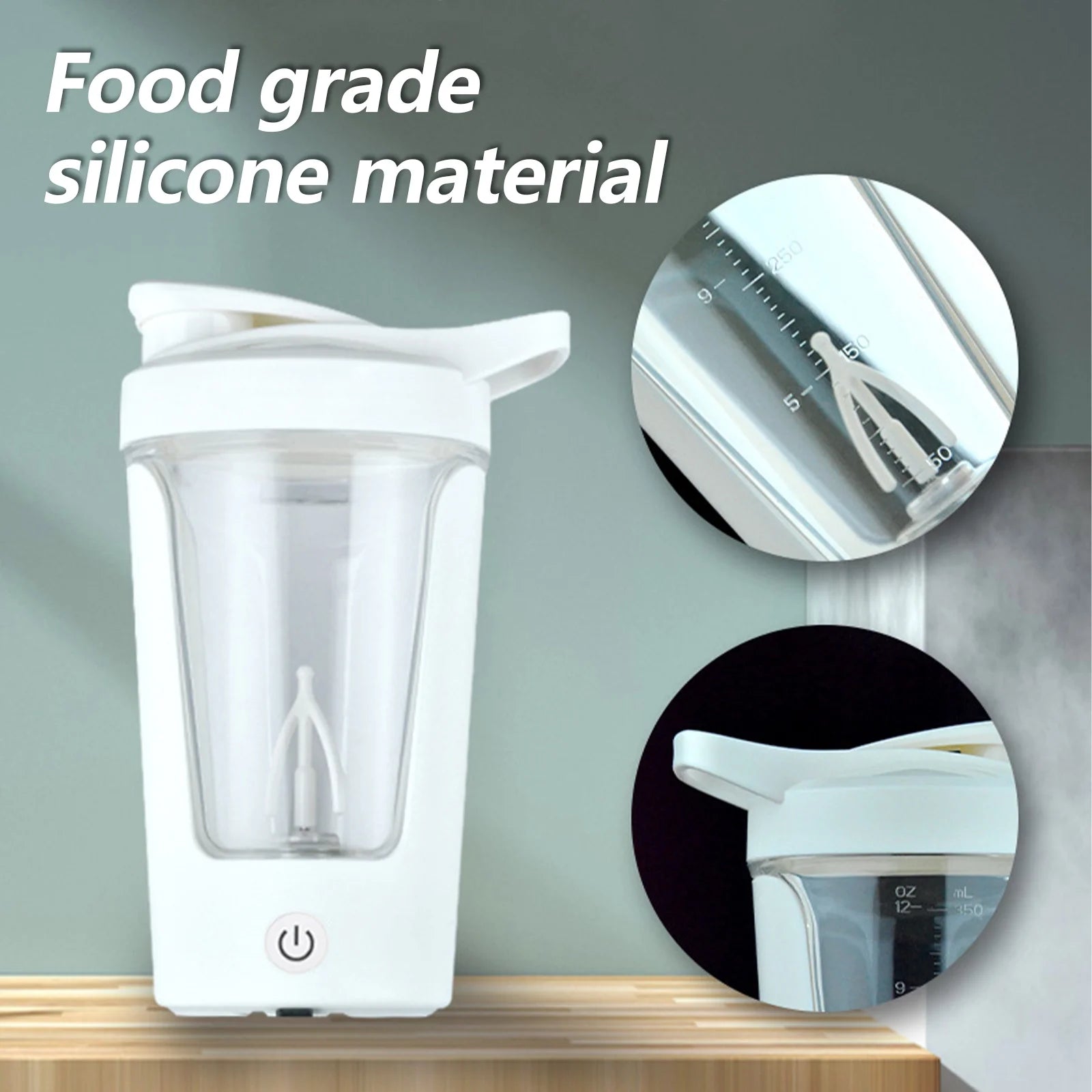 Electric Protein Shaker Bottle - Ultimate Blender Cup for Smooth Coffee & Milk Mixing, Sleek White Design