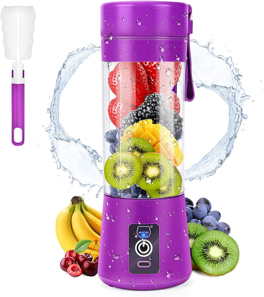 Portable Mini Blender - USB Rechargeable Juicer Cup with 3D Six Blades for Smoothies at Home, Office, or Outdoors - Dark Color