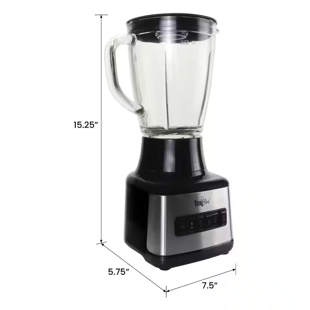 6-Speed Countertop Blender, 6 Cup (1.5L) Glass Jar, 2 Pulse Options, 500W Black Silver
