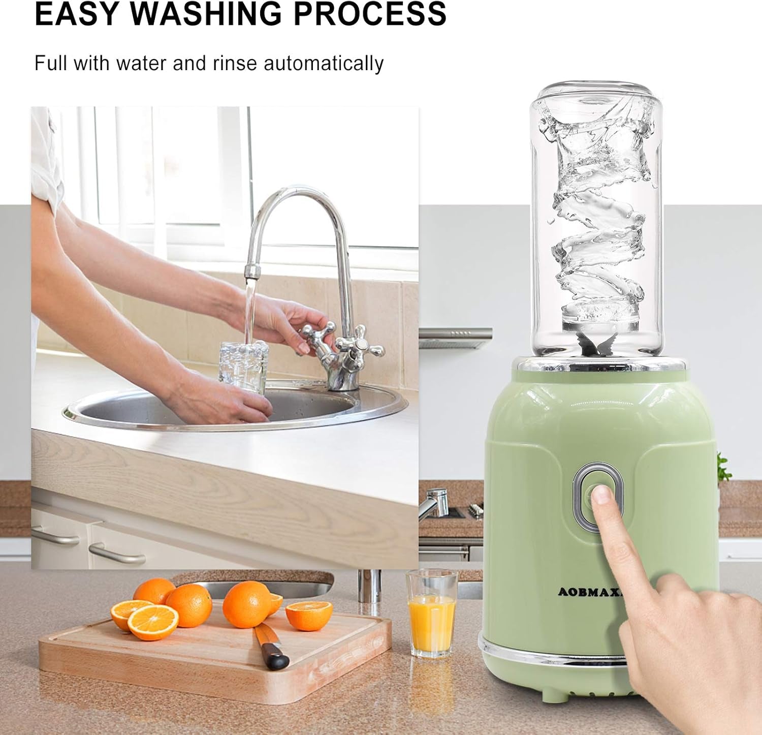 Versatile 300W Smoothie Blender & Coffee Grinder with Recipe Book - Portable 18/20 Oz Cups & Dual Stainless Steel Blades for Shakes, Spices, Fruits & Beans - Green