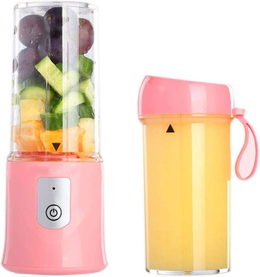 Compact Pink Portable Blender - Rechargeable Mini Smoothie Maker with 6 Blades for On-the-Go Blending