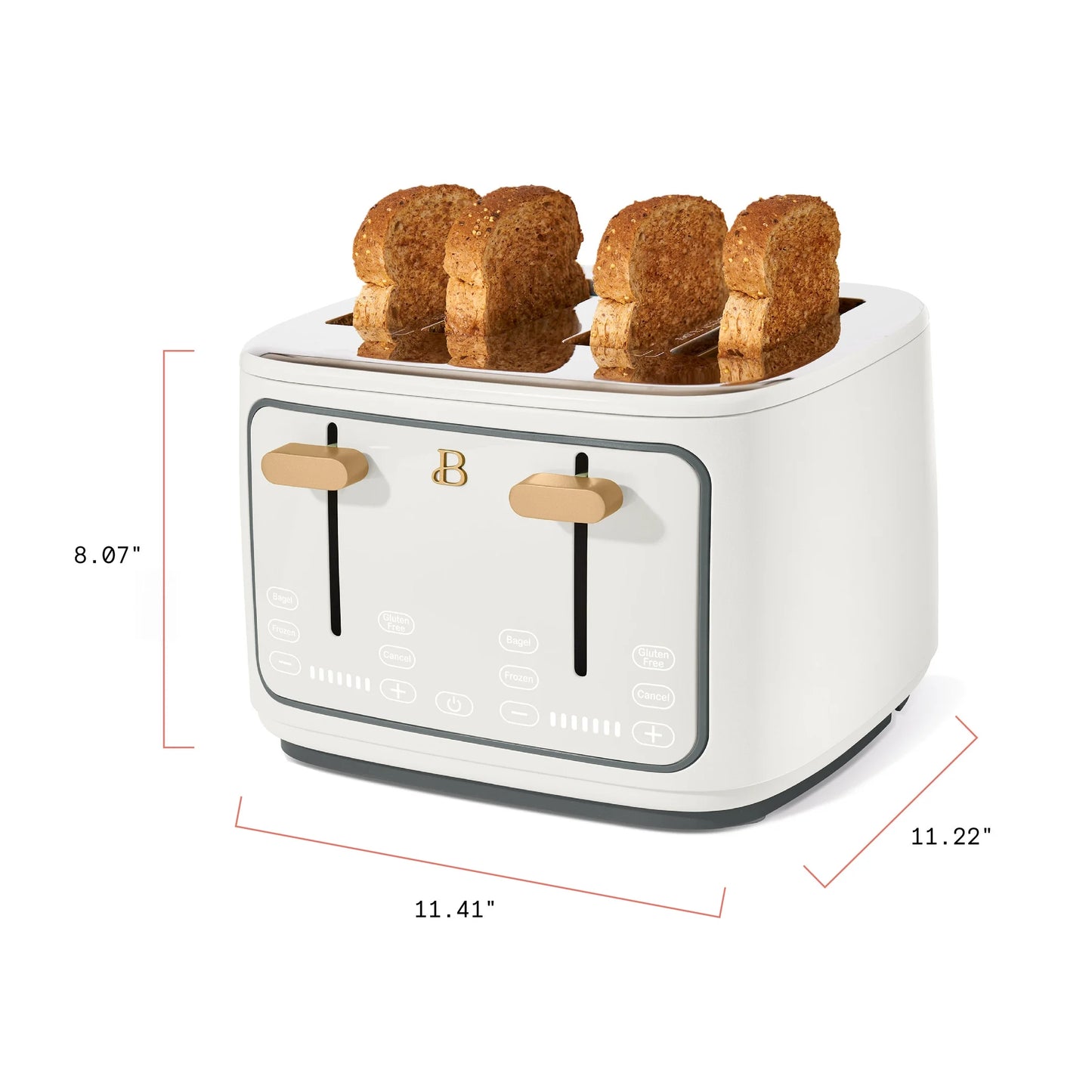 Drew Barrymore's Elegant 4-Slice Touch-Activated Toaster in White Icing