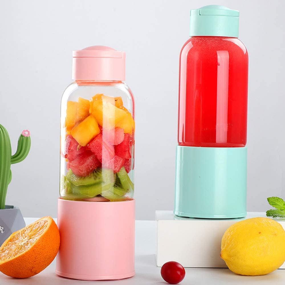 Portable Wireless Blender - 6 Blades USB Rechargeable Mini Juicer Cup for Smoothies & Shakes - 450ml Food Grade Borosilicate Glass with Handle