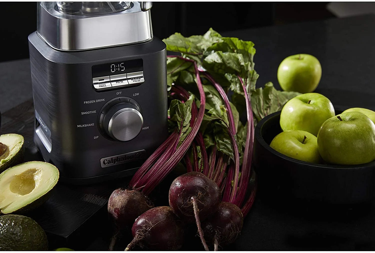 Auto-Speed 2-Liter Blender with Blend-N-Go Smoothie Cup - Sleek Dark Stainless Steel Design