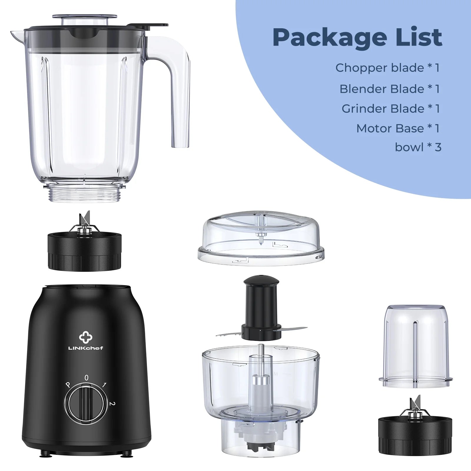 3-In-1 High-Power Blender: Shake, Chop & Grind with 500W, 50Oz Jar, 2 Speeds + Pulse Function
