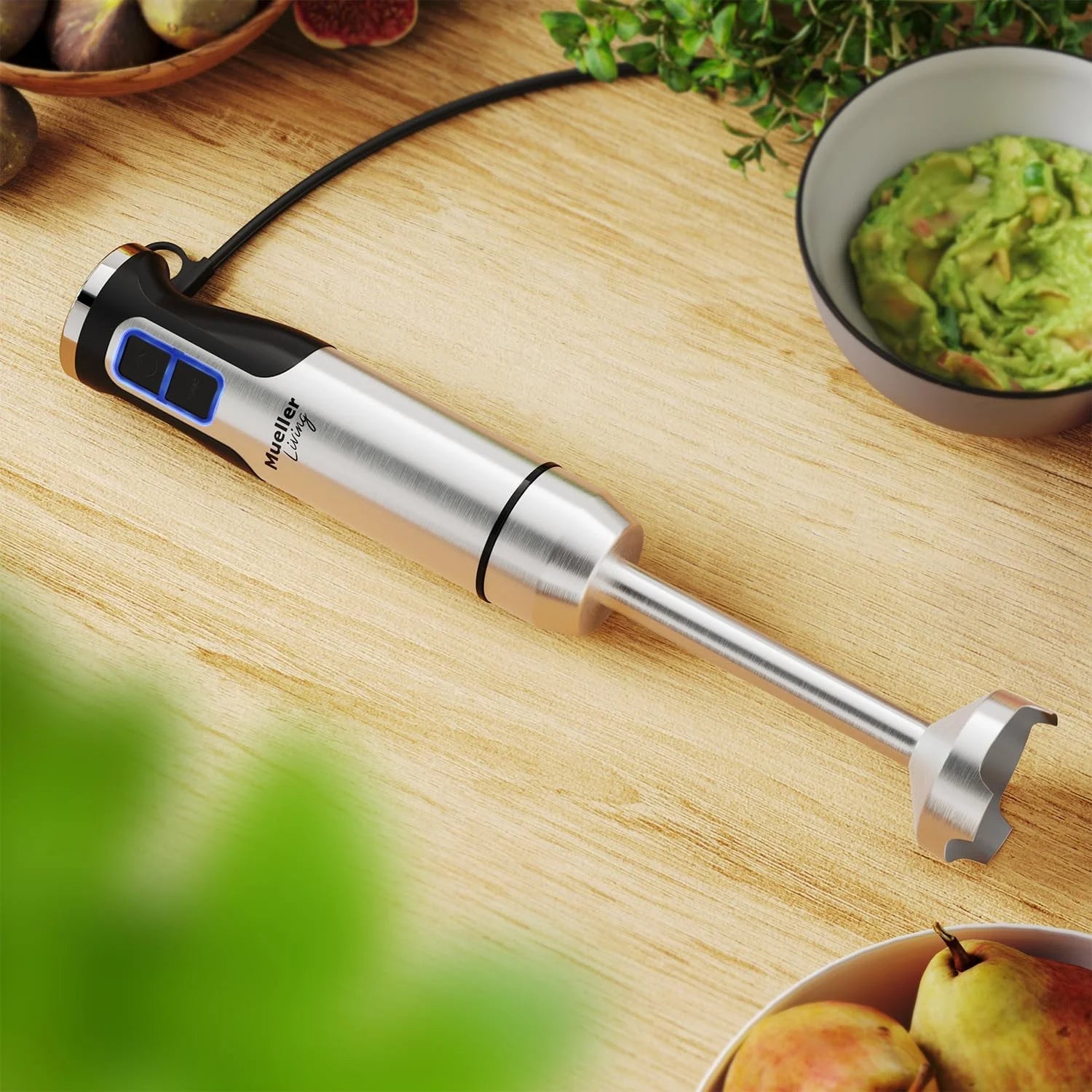 living 8-Speed Immersion Hand Blender - Powerful Stainless Steel Handheld Mixer with Turbo Mode