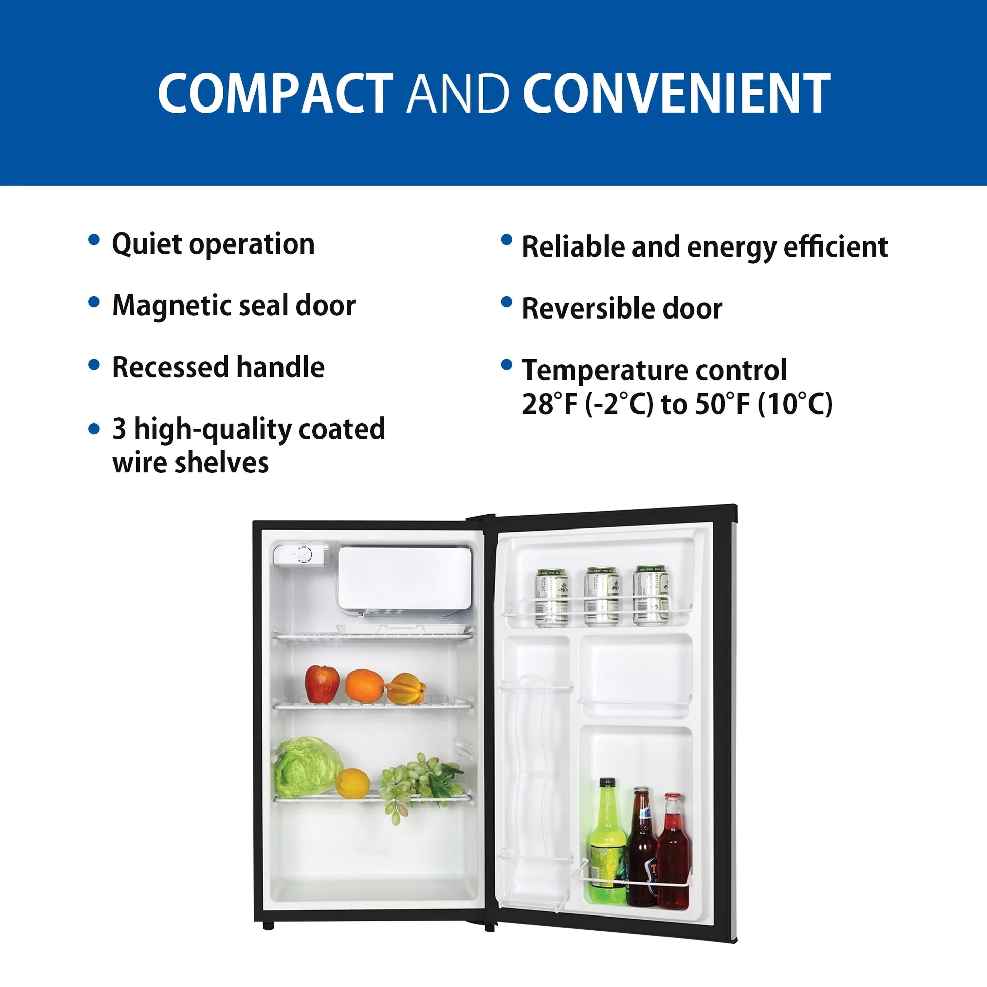 4.4 Cu Ft Stainless Steel Compact Fridge with Freezer - Perfect for Small Spaces!