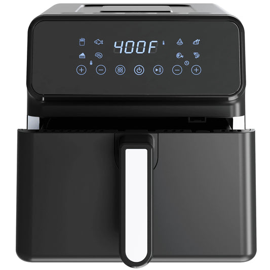12-in-1 6 Quart Air Fryer - Versatile Cooking: Air Fry, Roast, Reheat, Dehydrate, Bake & Steam at 400°F - Sleek Black Design