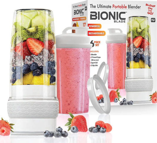 Bionic Blade Portable Rechargeable Smoothie Blender & Juicer with Extra Travel Bottle
