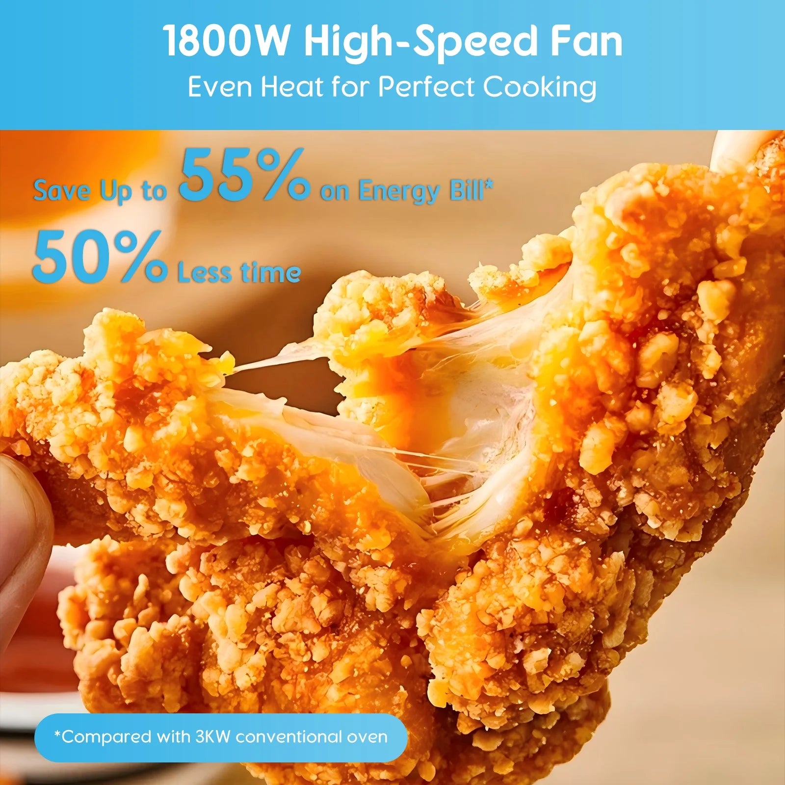 26QT Stainless Steel Air Fryer Oven with Rotisserie 1800W Air Fryer Toaster Oven,10 in 1 Countertop Oven