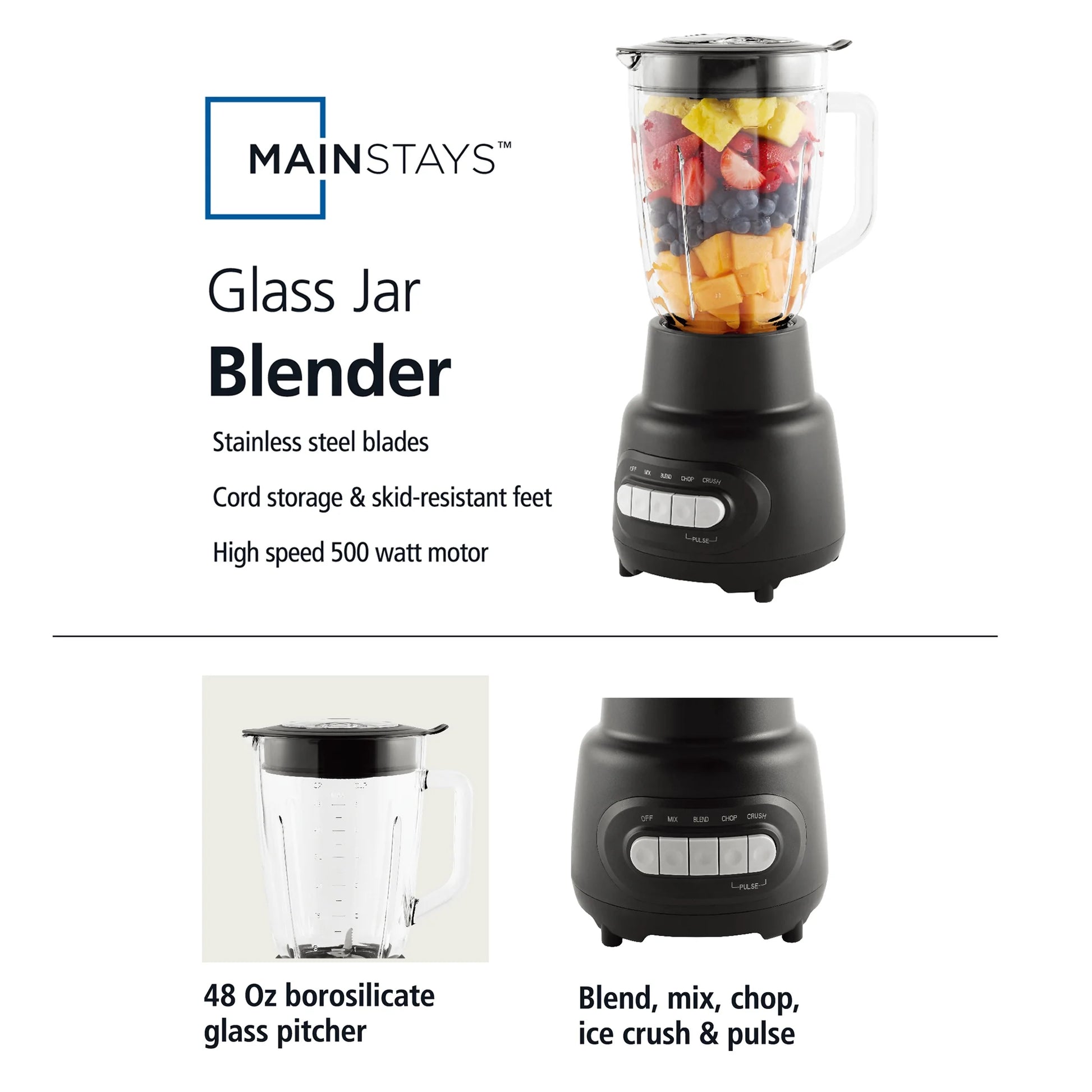 5-Speed Glass Blender with 6-Cup (48oz) Capacity - New and Powerful!