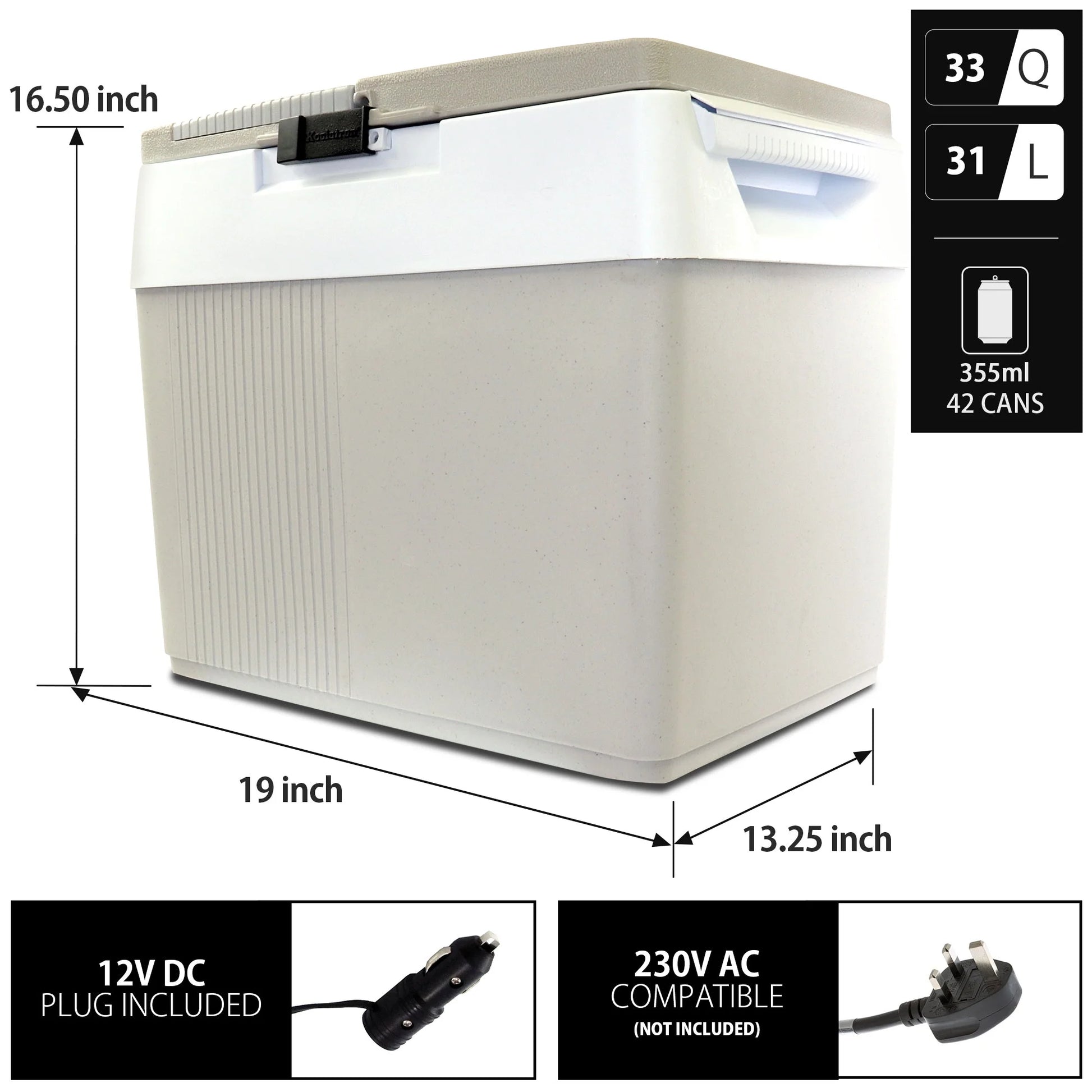 12V Electric Cooler/Warmer 34L (36 Qt), Two-Way Design, Gray