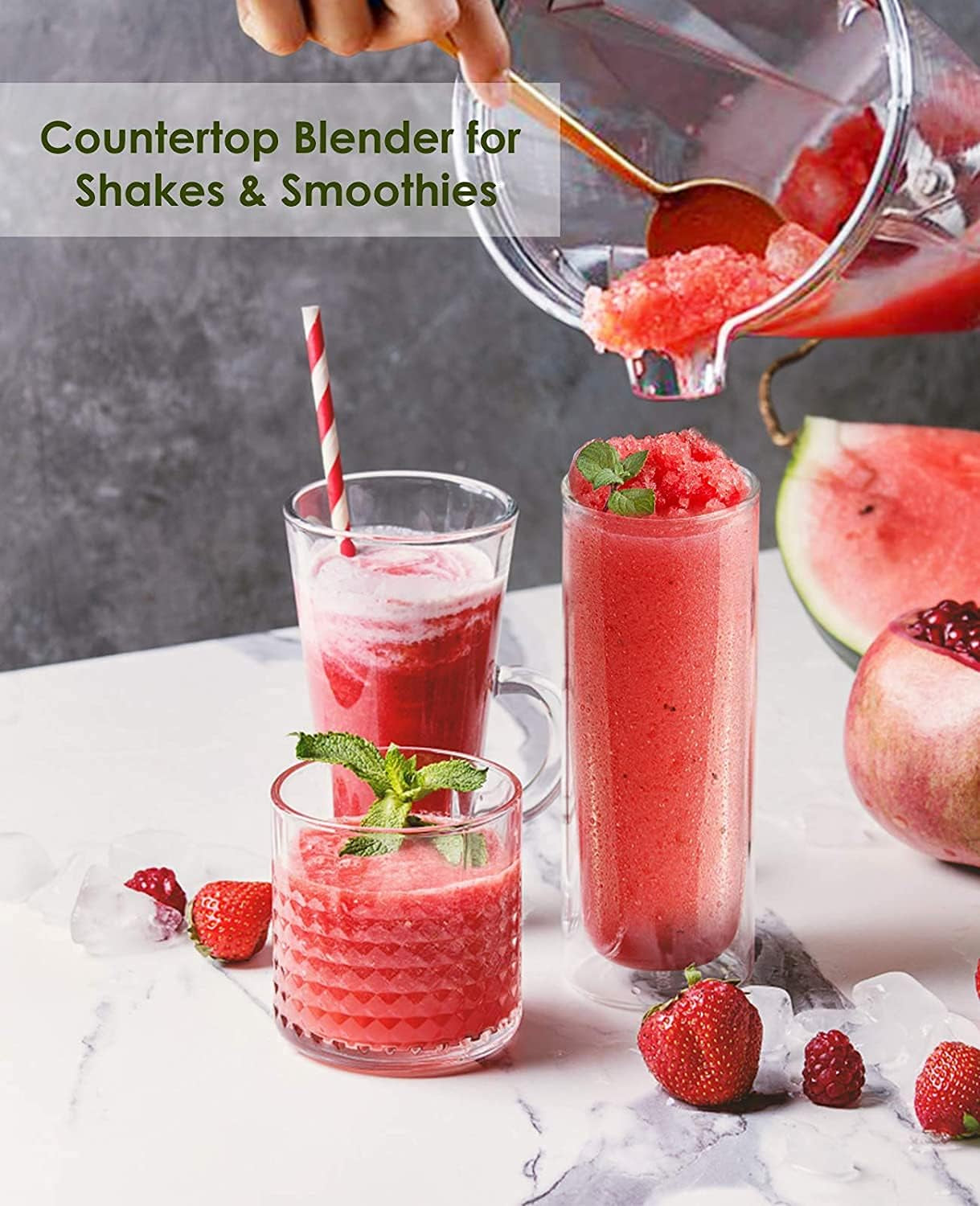 Powerful Smoothie Blender with 50Oz Jar - Perfect for Ice Crushing & Frozen Desserts, 2 Speeds & Pulse Function, BPA-Free, Sleek Black Design