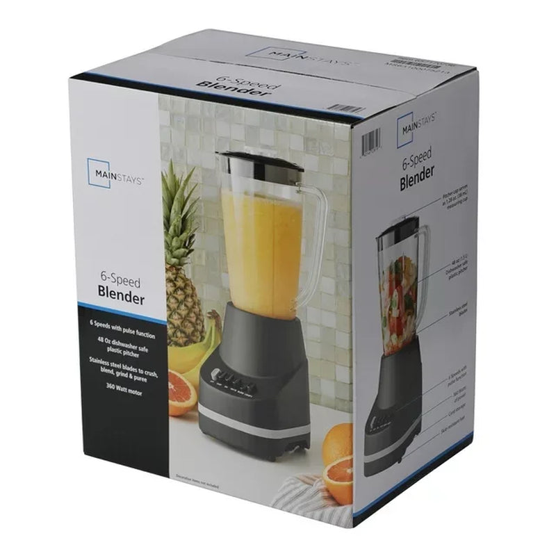 6-Speed Blender with 48 oz Jar - Powerful 360 Watt Performance in Sleek Black Finish