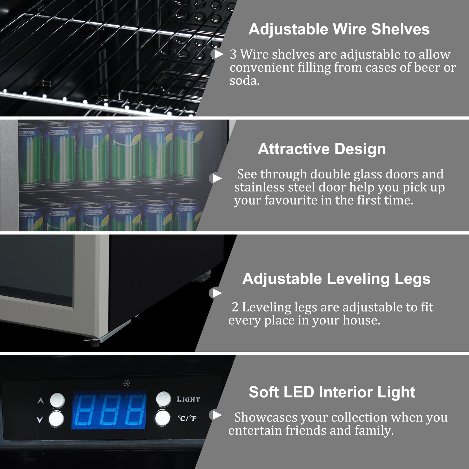 4.5 Cu Ft 152 Can Beverage Center Mini Fridge, Stainless Steel, New