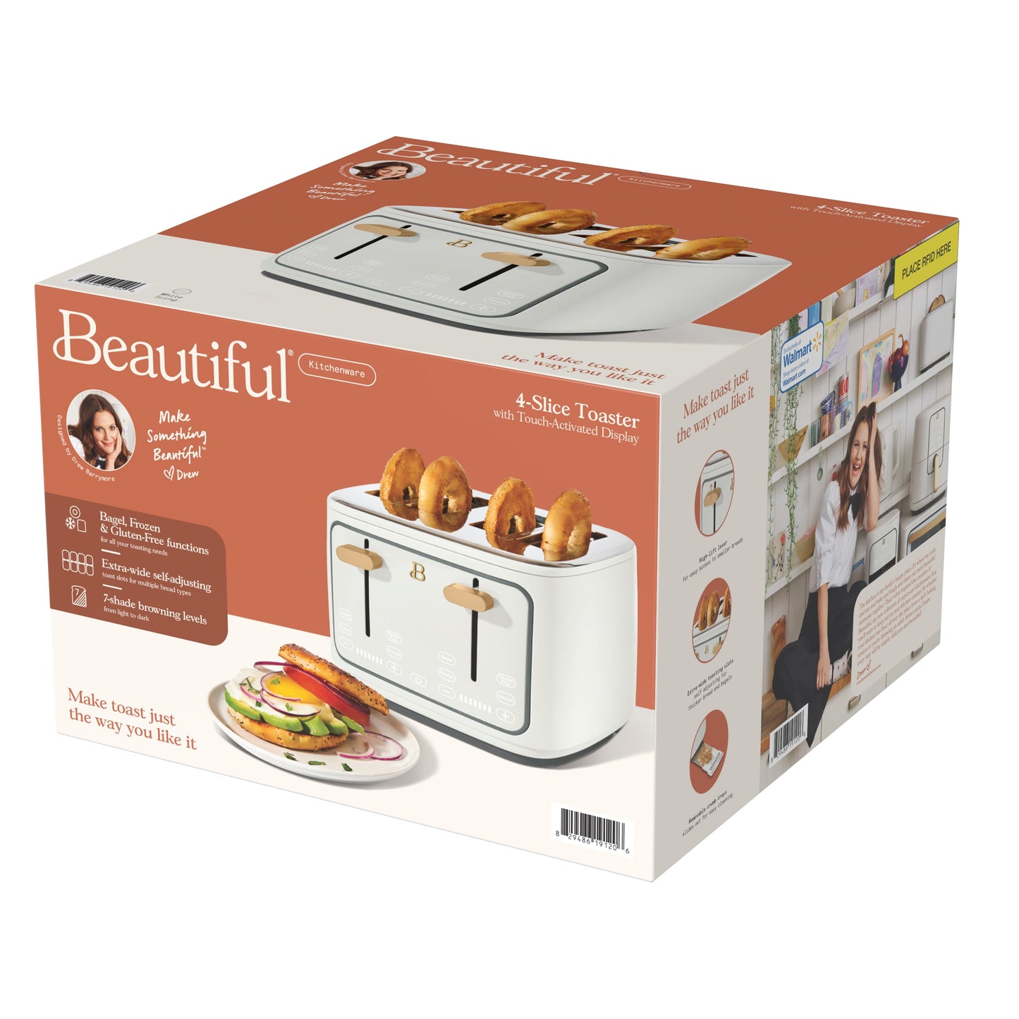 Drew Barrymore's Elegant 4-Slice Touch-Activated Toaster in White Icing