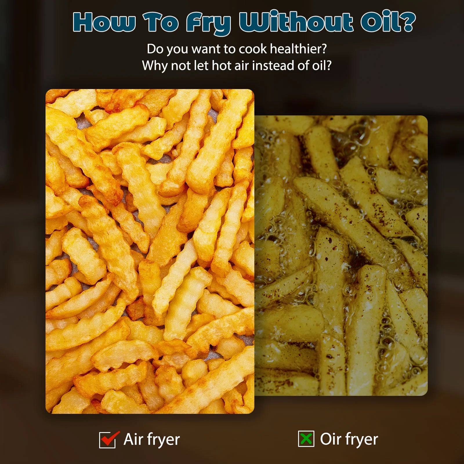 Air Fryer Oven Oil Free Nonstick Cooker with 8 Cook Presets, Detachable Double Basket - 5QT