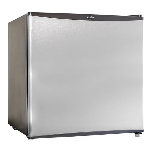 Stainless Steel Compact Fridge with Freezer, 1.6 Cu. Ft.. (44L), Flat Back, Reversible Door