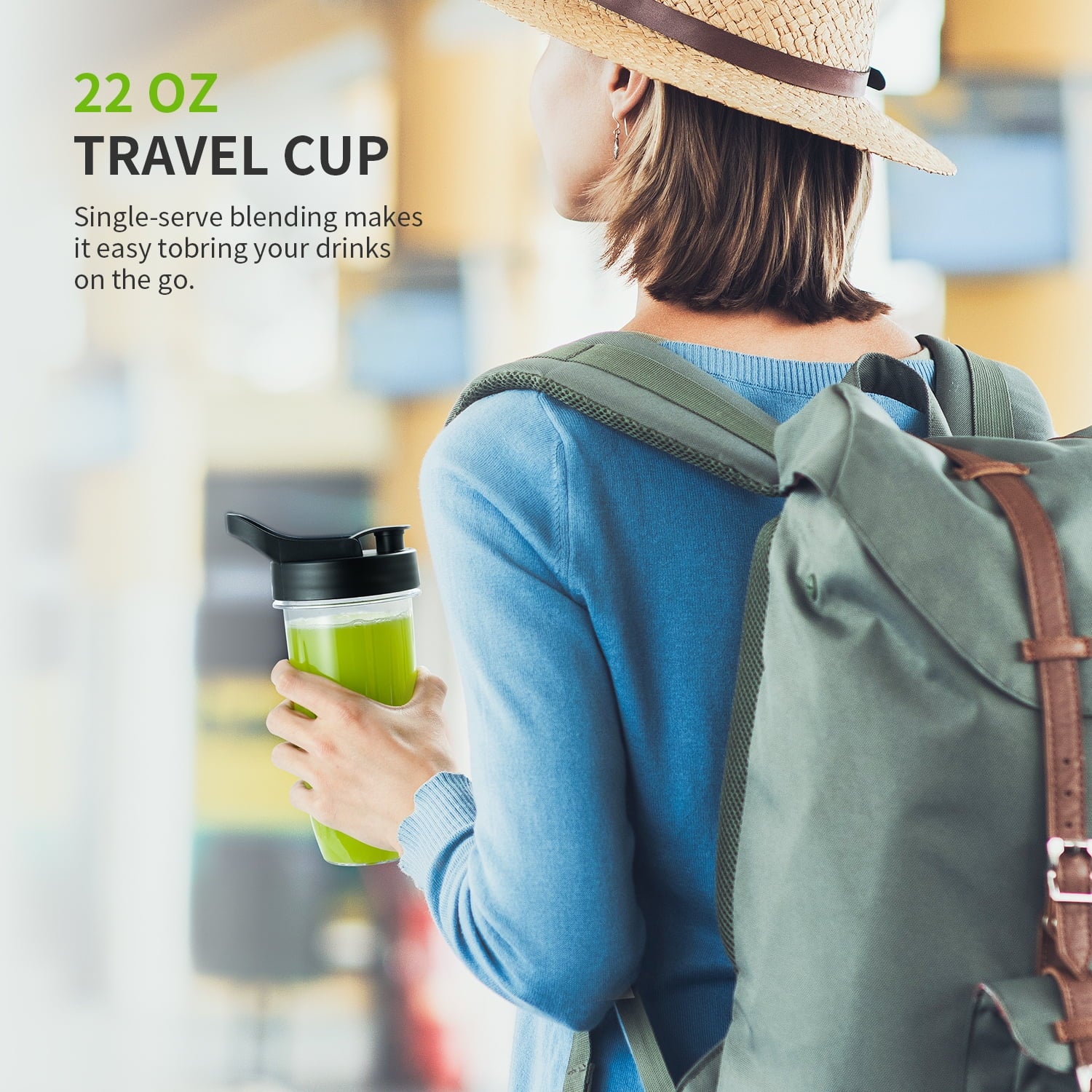 Powerful 1200W Smoothie Blender with 52 Oz Capacity & 22 Oz Juicer Cup - 3 Speed Settings for Perfect Shakes, Smoothies, and Sauces!