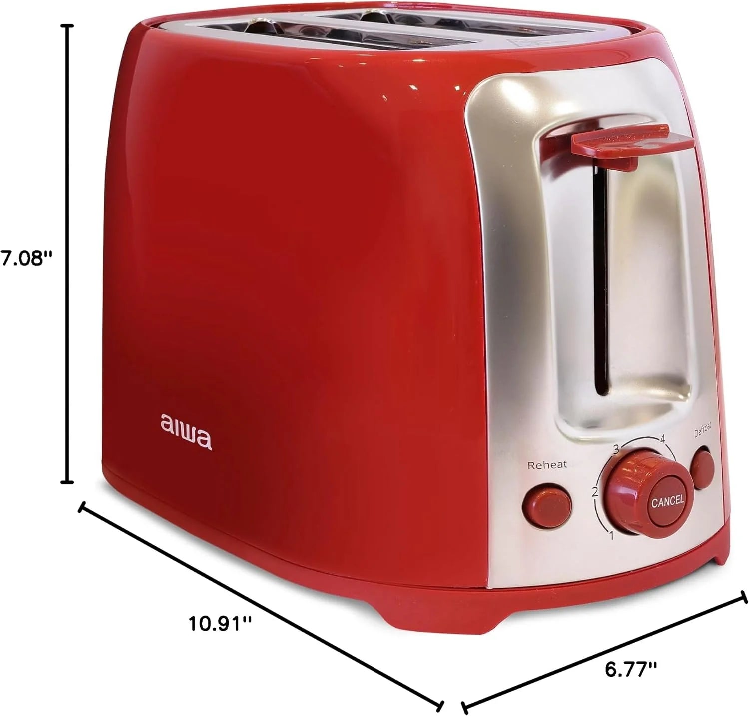 2-Slice Toaster with Wide Slots, 6 Browning Settings, and Crumb Tray, Red