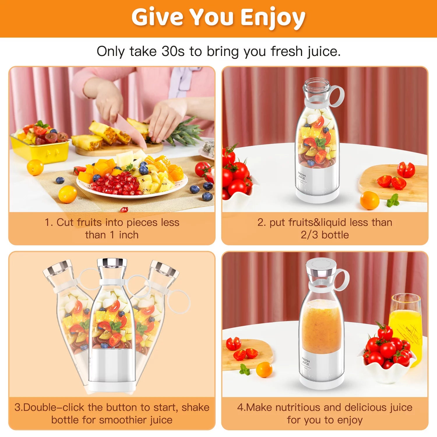 350ml Portable Electric Blender - Perfect for Smoothies and Shakes on the Go!